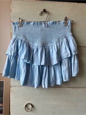 Light Blue Ruffled Mini Skirt